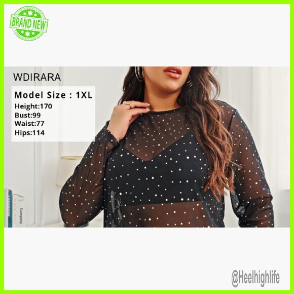 Plus Size Floral Print Long Sleeve T-Shirt Slim Fit Stretch Fabric - Picture 6 of 6